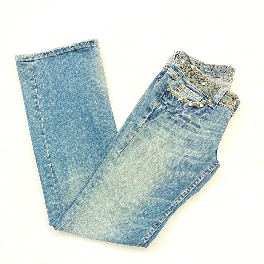 Miss Me S - 27 Flare Leg Denim Jeans w/Rhinestones